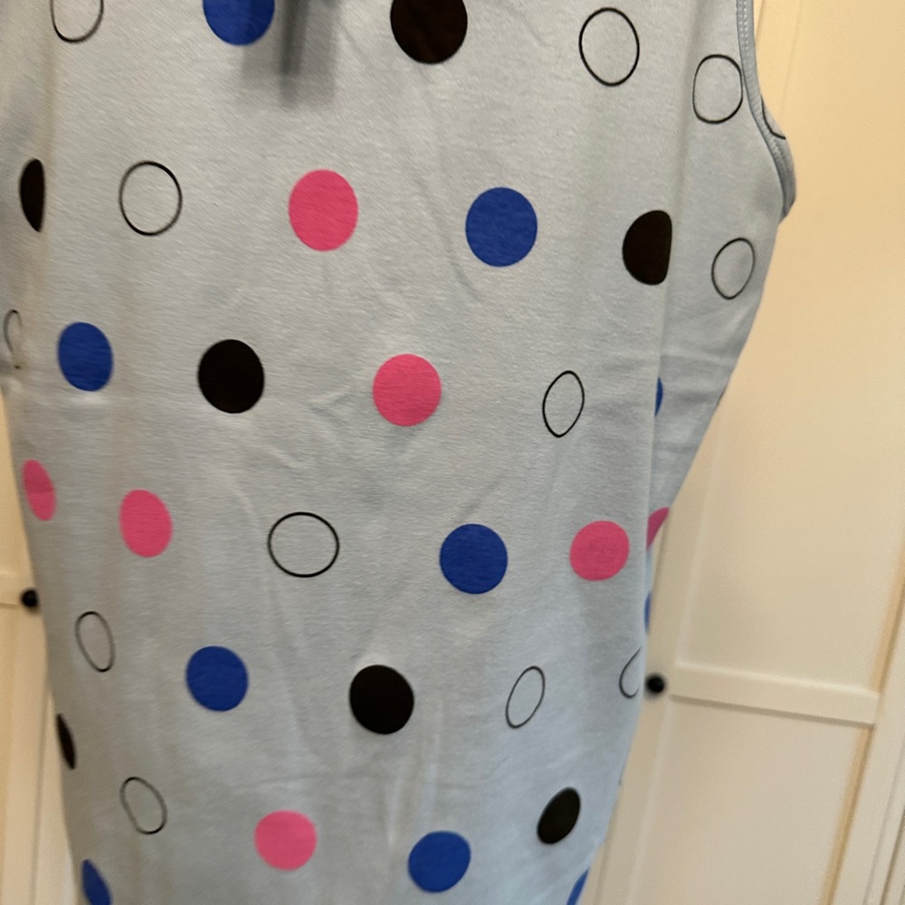 Womens 1X plus Graphic 'In My Showgirl Era' Shirt Pink Blue polka dots Tank Top - Picture 4 of 6